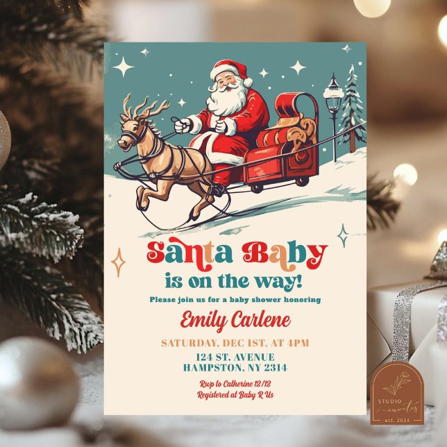Convites Chuva de Bebê Natal Baby no Natal Retrô (Criador carregado)