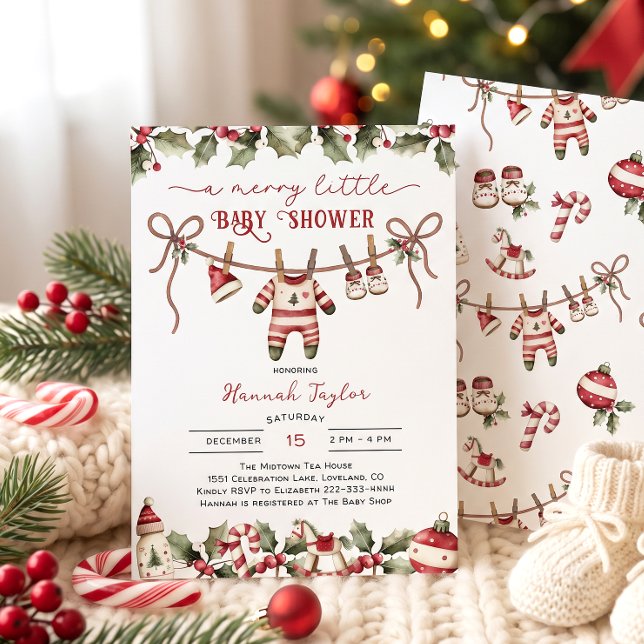 Convites Chuva de Bebê Natal Merry Little (Criador carregado)