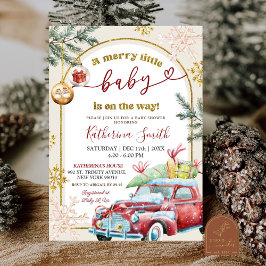 Convites Chuva de Bebê Natalina Retro Merry Little Baby