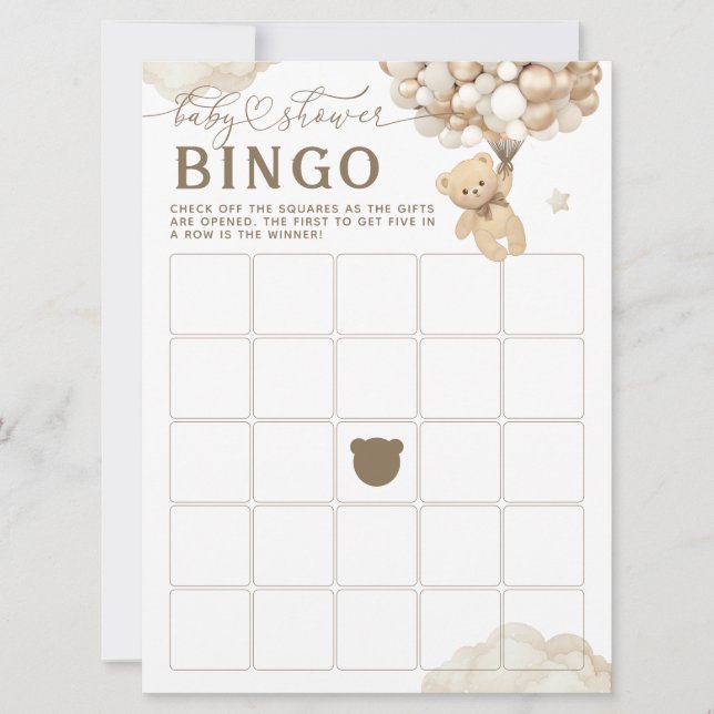 Convites Chuva de Bebê Neutro com Balões Jogo de Chá de Beb (Frente)