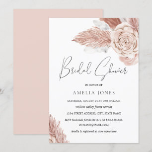 Convites Chuva de Bebê Nupcial Flores Boho Aquarela Rosa Co