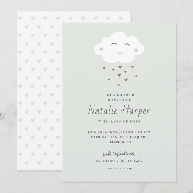Convites Chuva de Bebê Nuvem Fofa (Frente/Verso)