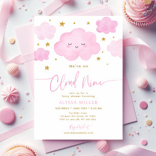 Convites Chuva de Bebê Nuvem Rosa Sonhadora