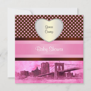 Convites Chuva de Bebê NYC Horizonte Ponte de Brooklyn Barc