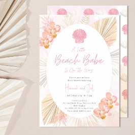 Convites Chuva de bebê Oceano Menina Boho rosa concha de pr