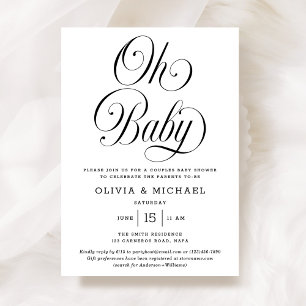 Convites Chuva de Bebê Oh Baby Elegante Preto e Branco Neut