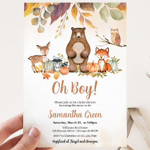 Convites Chuva de Bebê Oh Boy Fall Woodland
