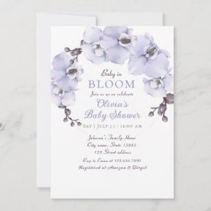 Convites Chuva de Bebê Orquídea Lavanda Elegante