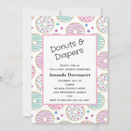 Convites Chuva de Bebê Padrão de Donut Colorido Fofo