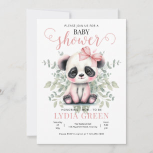 Convites Chuva de bebê Panda verde Menina chuva de bebê