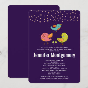 Convites Chuva de Bebê Pássaros Coloridos Fofos e Caprichos