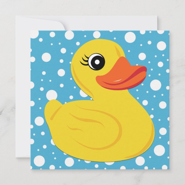 Convites Chuva de Bebê Pato de Borracha Amarelo (Frente)