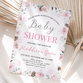 Convites Chuva de Bebê Pequena Flor de Rosa Floco de Neve
