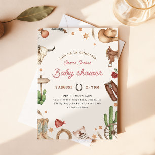 Convites Chuva de Bebê Pequeno Cowboy Ocidental