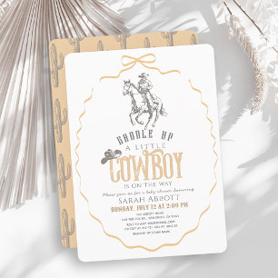 Convites Chuva de Bebê Pequeno Cowboy Western Bege