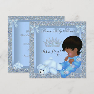 Convites Chuva de Bebê Pequeno Príncipe Menino Azul Damask