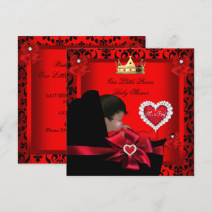 Convites Chuva de Bebê Pequeno Príncipe Menino Regal Vermel