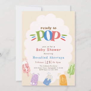 Convites Chuva de Bebê Picolé Colorido Moderno Pronto para