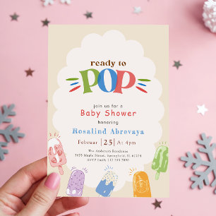 Convites Chuva de Bebê Picolé Colorido Moderno Pronto para
