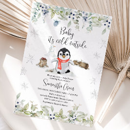 Convites Chuva de Bebê Pinguim de Inverno