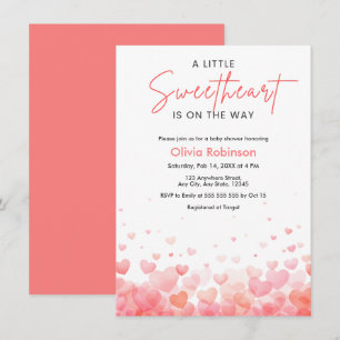 Convites Chuva de Bebê Pink e Red A Little Sweetheart