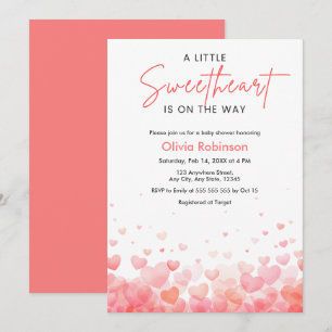 Convites Chuva de Bebê Pink e Red A Little Sweetheart
