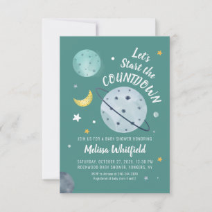 Convites Chuva de Bebê Planetas Roteiro Aquarela Espaço Sid