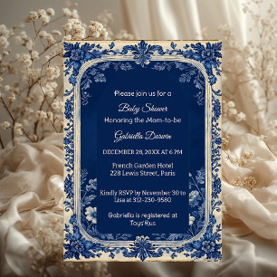 Convites Chuva de Bebê Poética Elegante Toile Francesa Pari