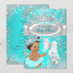 Convites Chuva de Bebê Princesa Aqua Morena Maravilha