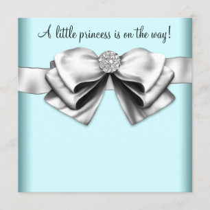Convites Chuva de Bebê Princesa Azul Teal Preto