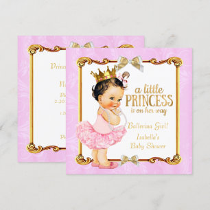 Convites Chuva de Bebê Princesa Bailarina Rosa Dourado More