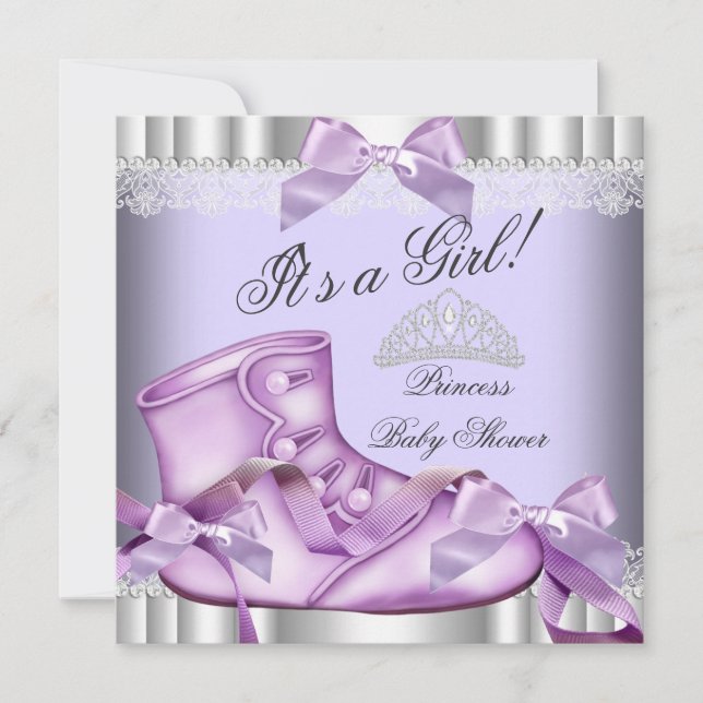 Convites Chuva de Bebê Princesa Elegante Menina Renda Lavan (Frente)