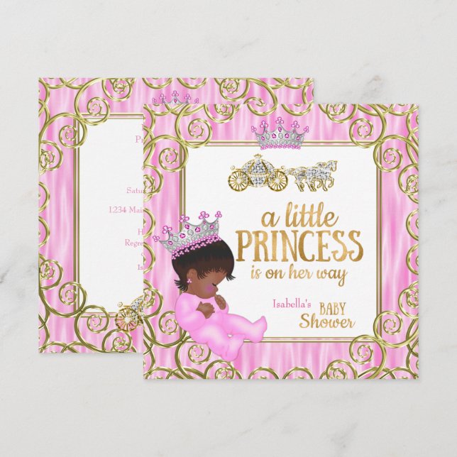 Convites Chuva de Bebê Princesa Étnica Carruagem de Cavalo  (Frente/Verso)