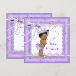 Convites Chuva de Bebê Princesa Laço Roxo Renda Joia Étnica