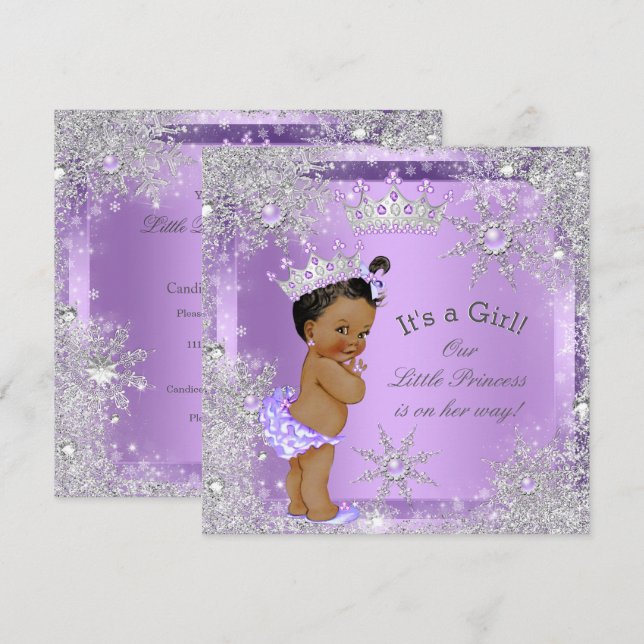 Convites Chuva de Bebê Princesa Lilac Wonderland Étnico (Frente/Verso)