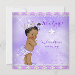 Convites Chuva de Bebê Princesa Lilás Roxo Lavanda Étnica