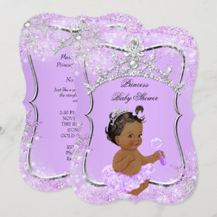 Convites Chuva de Bebê Princesa Maravilha Lilás Étnico