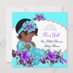 Convites Chuva de Bebê Princesa Menina Azul Turquesa Roxo C
