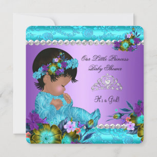 Convites Chuva de Bebê Princesa Menina Azul Turquesa Roxo D