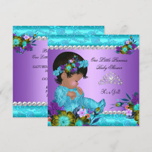 Convites Chuva de Bebê Princesa Menina Azul Turquesa Roxo D