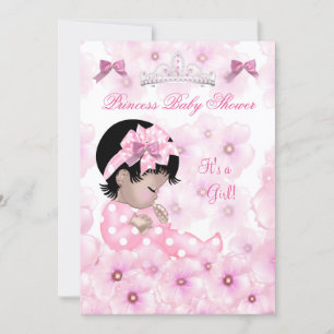 Convites Chuva de Bebê Princesa Menina Floral Rosa Asiática