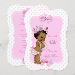 Convites Chuva de Bebê Princesa Menina Ponto de Bolinha Ros
