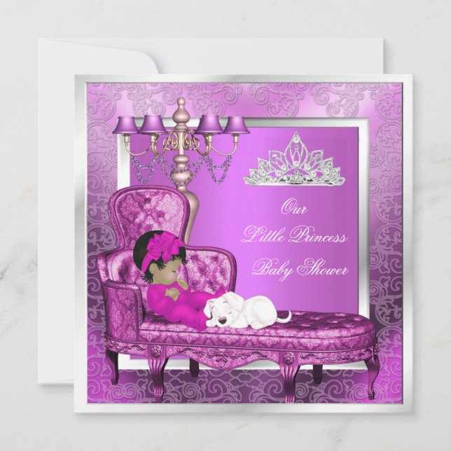 Convites Chuva de Bebê Princesa Menina Rosa Bebê Fofa Menin (Frente)