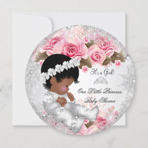 Convites Chuva de Bebê Princesa Menina Rosa Flocos de Neve 
