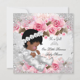 Convites Chuva de Bebê Princesa Menina Rosa Flocos de Neve 