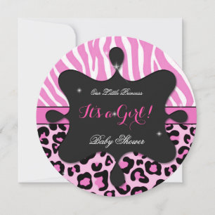 Convites Chuva de Bebê Princesa Menina Rosa Leopardo Zebra 