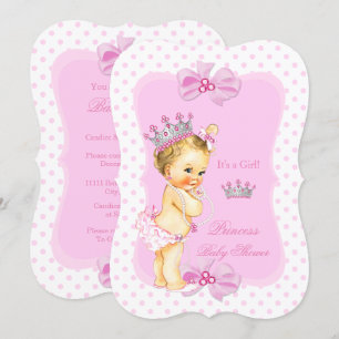 Convites Chuva de Bebê Princesa Menina Rosa Pontos Blonde