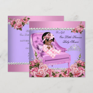 Convites Chuva de Bebê Princesa Menina Rosas Rosa Cadeira R