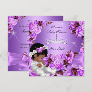 Convites Chuva de Bebê Princesa Menina Roxo Rosa Arco 2