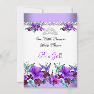 Convites Chuva de Bebê Princesa Menina Roxo Turquesa Azul 3